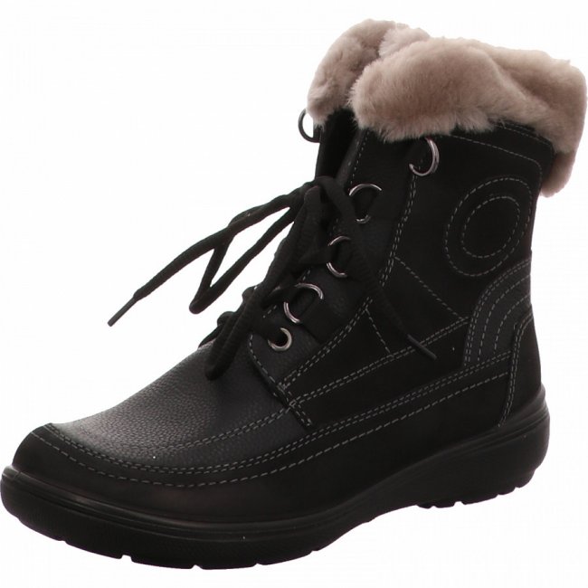 Jomos Damen Achtung! Graues Fell!!! Stiefel In Schwarz
